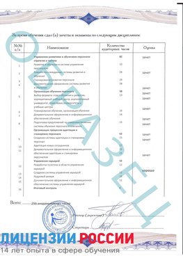 Образец приложение к диплому (страница 2) Баргузин Профессиональная переподготовка сотрудников 